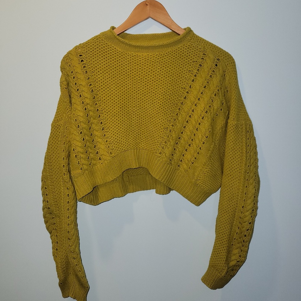 BDG Urban Outfitters Mustard Yellow‎ Slouchy Cropped Chunky Knit Sweater S